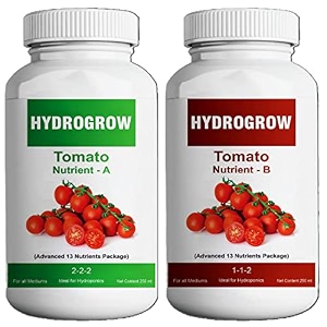 garden genie hydrogrow a amp b hydroponic nutrients for tomato - makes 200 liter hydroponics solution complete nutrient package for all fruiting cropsplants better for tomatoes - set of 1 liter