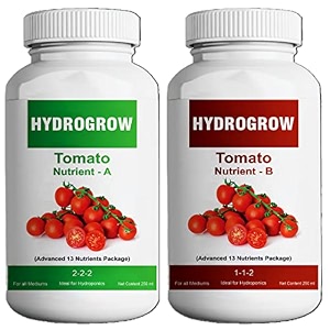 garden genie hydrogrow a amp b hydroponic nutrients for tomato - makes 50 liter hydroponics solution complete nutrient package for all fruiting cropsplants better for tomatoes - set of 250 ml