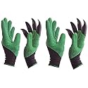 Garden Gloves with Built in Fingertips Claws for Digging Waterproof Planting Gardening Weeding Protect Nails and Finger Safe Hand Green Genie Gardening Tools for Home Garden (2, Medium)
