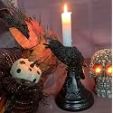 Garden Gothic Candlestick Black Raven Statue Crow Candle Stick Holder Figurine Goth Home Dark Decor(Raven)