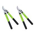GARDEN GURU Bypass Loppers Tree Trimmer Clipper -Compact 15-inch High Carbon Steel Blade Gardening Loppers Pruning Shear Comfort Grip Handles Heavy Duty Branch Cutter Thick Branches w Ease (2 Pack)
