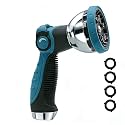 Garden Hose Nozzle Heavy Duty, Metal Water Hose Sprayer with 10 Adjustable Spray Patterns, Thumb Control On Off Valve, High Pressure Hose Nozzle for Watering, Cleaning, Car Washing &amp; Pet Shower