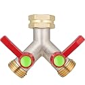 Garden Hose Splitter 2 Way,High flow Hose Splitters, Y Splitter 2 Valves, Faucet Splitter, Full Flow 2 Way Heavy Duty Brass Splitter, Outdoor Faucet Diverter, 2 Way Y Valve 3/4" GHT Thread.