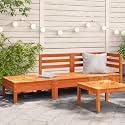 Garden Sofa Wax Brown Solid Pine Wood 3-Seater Modular Outdoor Furniture with Durable Construction and Comfortable Seating for Patio Balcony Rustic Design