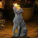 Garden Statue Dog Figurine Decor with Solar Butterfly Outdoor Decoration