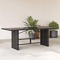 Garden Table Black PE Rattan, Powder-Coated Steel, Tempered Glass,Modern Rectangular Garden Table with Sturdy Steel Frame for Outdoor Dining Patio Furniture