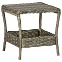 Garden Table Brown Poly Rattan, Powder-Coated Steel, PP Board,Brown Compact Garden Table with PowderCoated Steel Frame for Outdoor & Indoor Use Patio Furniture
