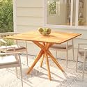 Garden Table Natural Wood Solid Acacia Wood Medium Durable,Rustic Solid Acacia Outdoor Dining Table Durable & Weather Resistant for Garden or Terrace Patio Furniture