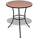 Garden Table Terracotta Powder-Coated Iron Frame and Ceramic top,Mosaic Coffee Table for Garden and Patio Compact, Durable Design Patio Furniture