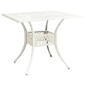 Garden Table White Cast Aluminum Standard Decorative Inlays,Contemporary White Cast Aluminum Garden Table Durable & Stylish Outdoor Dining for Backyard Entertaining Patio Furniture