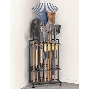 garden tool organizer for cornermetal yard tool organizer for long-handled toolsrakesbroomsside garden pocketheavy duty steel yard tool storage rack for garageshed outdoor