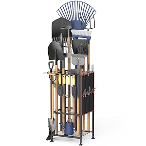 garden tool organizermetal yard tool organizer holds 50 long-handled toolsrakesbroomsside garden pocket heavy duty steel yard tool storage rack for garageshed outdoor