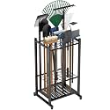 Garden Tool Organizer, Yard Tool Tower Rack for Garage Organization and Storage, Up to 35 Long-Handled Tools/Rakes/Brooms, Heavy Duty Steel Garden Tool Stand for Shed, Outdoor, Black
