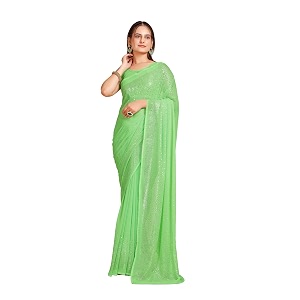 garden vareli georgette shiroski work saree with unstitched blouse piece