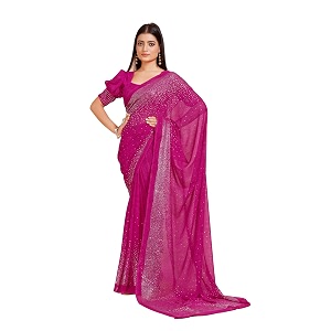 garden vareli georgette shiroski work saree with unstitched blouse piece