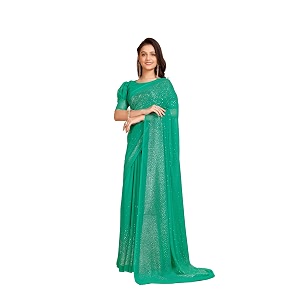 garden vareli georgette shiroski work saree with unstitched blouse piece