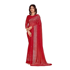 garden vareli georgette shiroski work saree with unstitched blouse piece