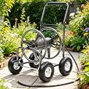 Garden Water Hose Reel Cart - 250 ft. Capacity, 10" Pneumatic Tires, Powder-Coated Steel Frame for Tangle-Free Garden Hose Storage