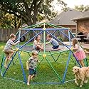 Gardenature 10FT Climbing Dome with Hammock, Outdoor Jungle Gym for Kids, Geometric Dome Climber Supporting 880 Lbs Anti-Rust Metal Outdoor Play Structure ASTM Approved Blue & Green