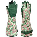 Gardening Gloves for Women, Leather Thorn Proof Garden Gloves with Touchscreen,Work Gloves,Gifts for Women,Green,Small