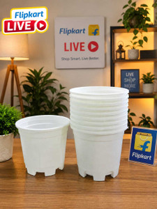 gardeningwala 6 inch round white nursery flower plant pots plant container set