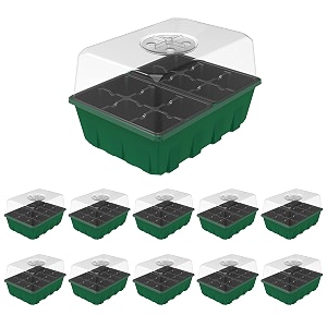 gardzen 10 pack seed starter trays with dome and green base 120 cell