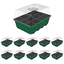 Gardzen 10 Pack Seed Starter Trays with Dome and Green Base 120 Cell