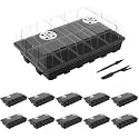 Gardzen 10-Set Garden Propagator Set, Seed Tray Kits with 150-Cell, Seed Starter Tray with Dome and Base 15" x 9" (15-Cell Per Tray)