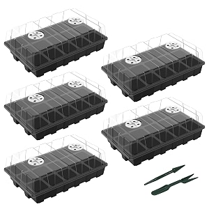 gardzen 5-set garden propagator set seed tray kits with 75-cell seed starter tray with dome and base 1534 x 934 15-cell per tray