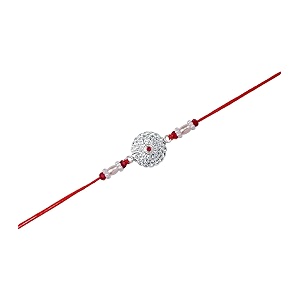 gargi by pn gadgil and sons 925 silver  silver circle flowral rakhi  gifts for men and boys  rakshabandhan rakhi for brother  rakhi for boys amp men with certificate of authenticity