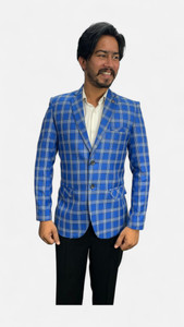 gargian master cut checkered single breasted formal party men blazer