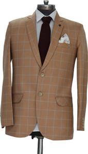 gargian master cut men checkered single breasted formal party blazer brown