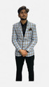 gargian master cut Men Checkered Single Breasted Formal, Party Blazer (Light Blue)
