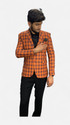 gargian master cut Men Checkered Single Breasted Formal, Party Blazer (Orange)