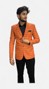 gargian master cut Men Checkered Single Breasted Formal, Party Blazer (Orange)