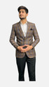 gargian master cut Men Checkered Single Breasted Formal, Party Blazer (Brown)