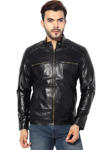 Garmadian Men Solid Leather Jacket