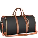 SPECULO Leather Garment Bags For Travel, Convertible Carry On Garment Bag Large Duffle Bags For Women, 2 In 1 Hanging Suitcase Suit Water Resistant Duffel Travel Bags With Shoe Pouch (Black), 25.4 cm
