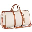 SPECULO Leather Garment Bags For Travel, Convertible Carry On Garment Bag Large Duffle Bags For Women, 2 In 1 Hanging Suitcase Suit Water Resistant Duffel Travel Bags With Shoe Pouch (Beige), 25.4 cm
