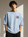 Garmentch Printed Men Round Neck Light Blue