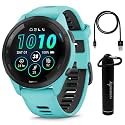 Garmin Forerunner 265 Music GPS Running 46 mm Smartwatch, Aqua with AMOLED 1.3 in Touchscreen Display E-Bank Bundle, Aqua +E-bank