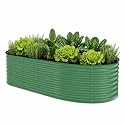 Garvee 10x4x1.5ft Galvanized Raised Garden Bed, Oval Metal Planter Box