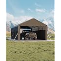 Garvee 12'X20'X9' Metal Carport, Enclosed Car Ports with Heavy Duty Steel Frame and 220 g Tarp, All-Weather Carport for Full-Size Pickup Trucks, Boats, and Tractors