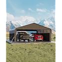 Garvee 20'X20'X10' Metal Car Port for 2 Cars, Enclosed Carports with 220 g Tarp, All-Weather Use Metal Carport, for Full-Size Pickup Trucks, Bass Boats, and Tractors