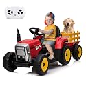 Garvee 12V 4.5Ah Kids Ride on Tractor with Trailer &amp; Remote Control, 5Mph