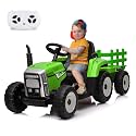 Garvee 12V 4.5Ah Kids Ride on Tractor with Trailer &amp; Remote Control, 5Mph
