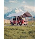 Garvee 13x21 ft Metal Carport Kit, 120° Steep-Pitch Vertical Roof for Snow Shedding, 133" High-Clearance Full-Sized Pickup &amp; Van Shelter, Heavy-Duty Metal Car Port with Reinforced Frame