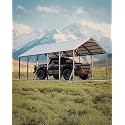 Garvee 13x26 ft Metal Carport Kit, 120° Steep-Pitch Vertical Roof for Snow Shedding, 133" High-Clearance RV &amp; Boat Shelter, Heavy-Duty Long-Reach Car Port with Reinforced Frame
