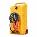Garvee 16 Gallon Gas Can, Fuel Tank Container with LE Fluid Transfer Manual 10 FT Siphon Pump, Portable Diesel Gas Storage Caddy w/Wheels for Car, ATV, Weeder, Boat, Tractor,Snow Blower,Generator