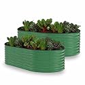 Garvee 2 Pack 10x4x1.5ft Galvanized Raised Garden Bed, Metal Planter Box